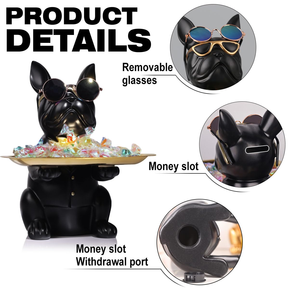 Black French Bulldog Gifts Statue-Entrance Piggy Bank