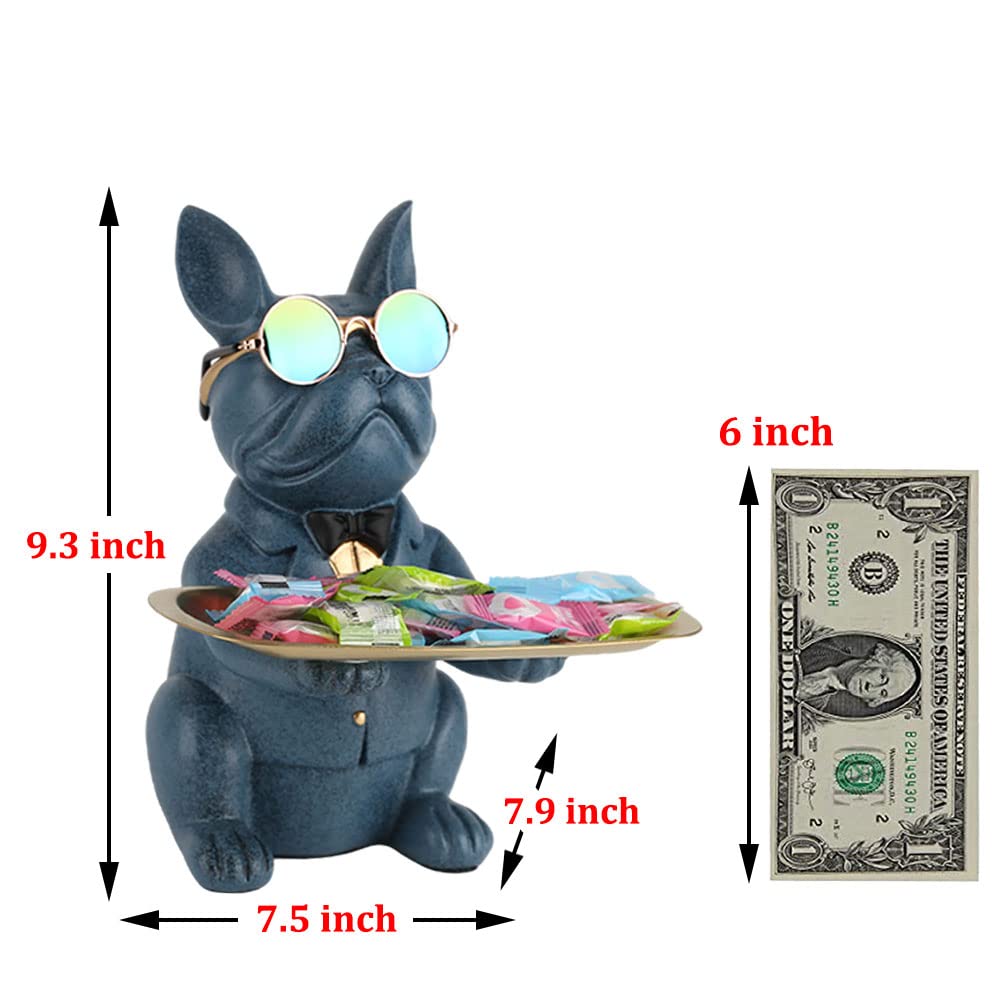 Blue French Bulldog Gifts Statue-Entrance Piggy Bank