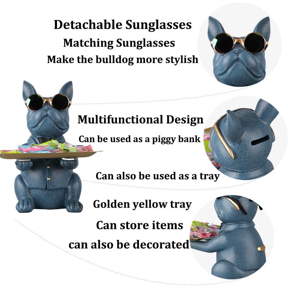 Blue French Bulldog Gifts Statue-Entrance Piggy Bank