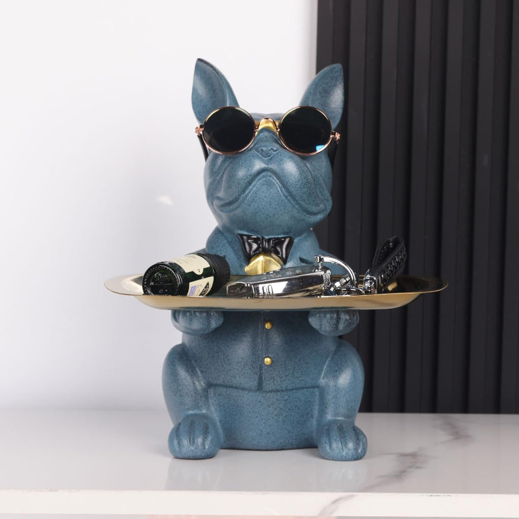 Blue French Bulldog Gifts Statue-Entrance Piggy Bank