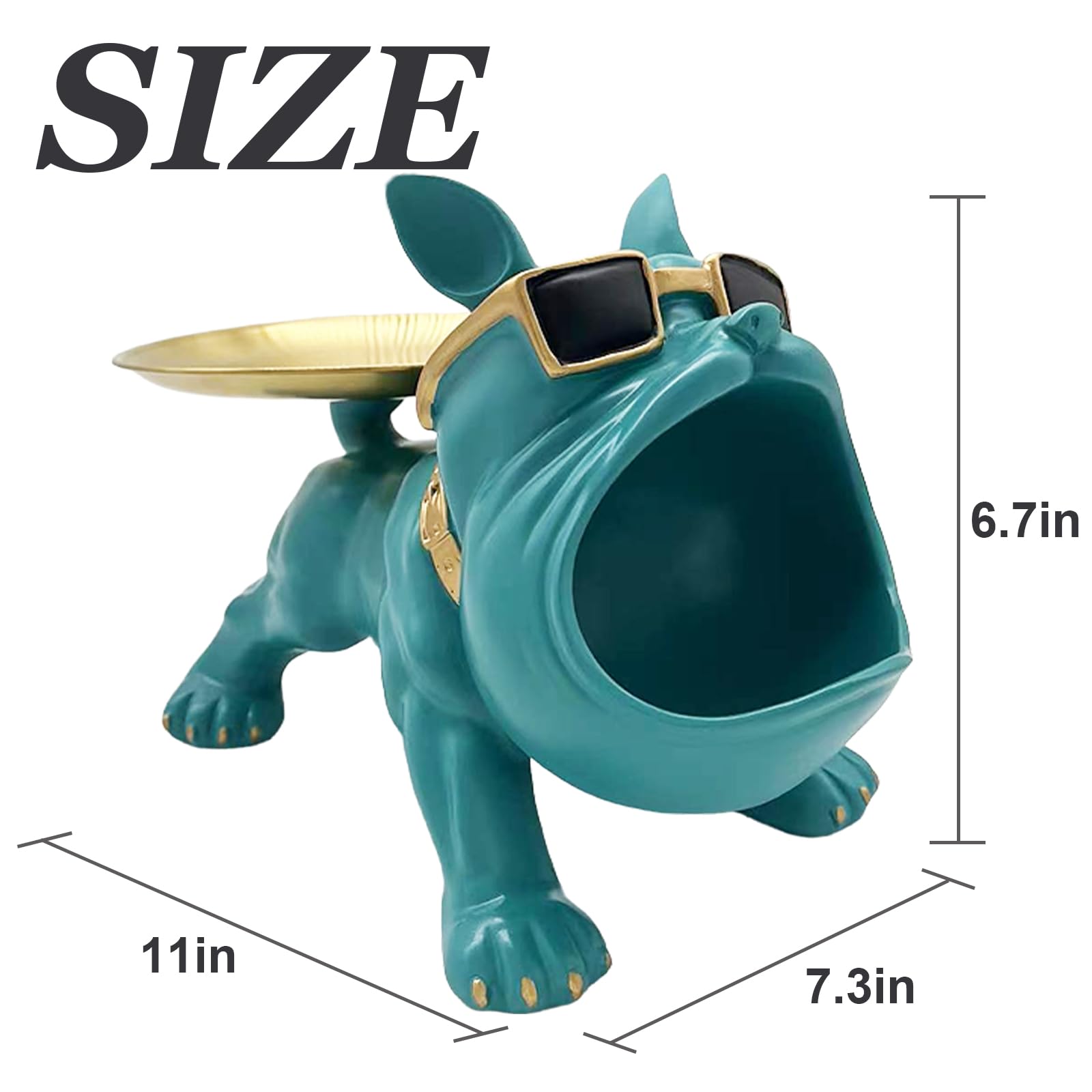 Green Bulldog Tray Statue — Chic Storage + Decorative Sculpture