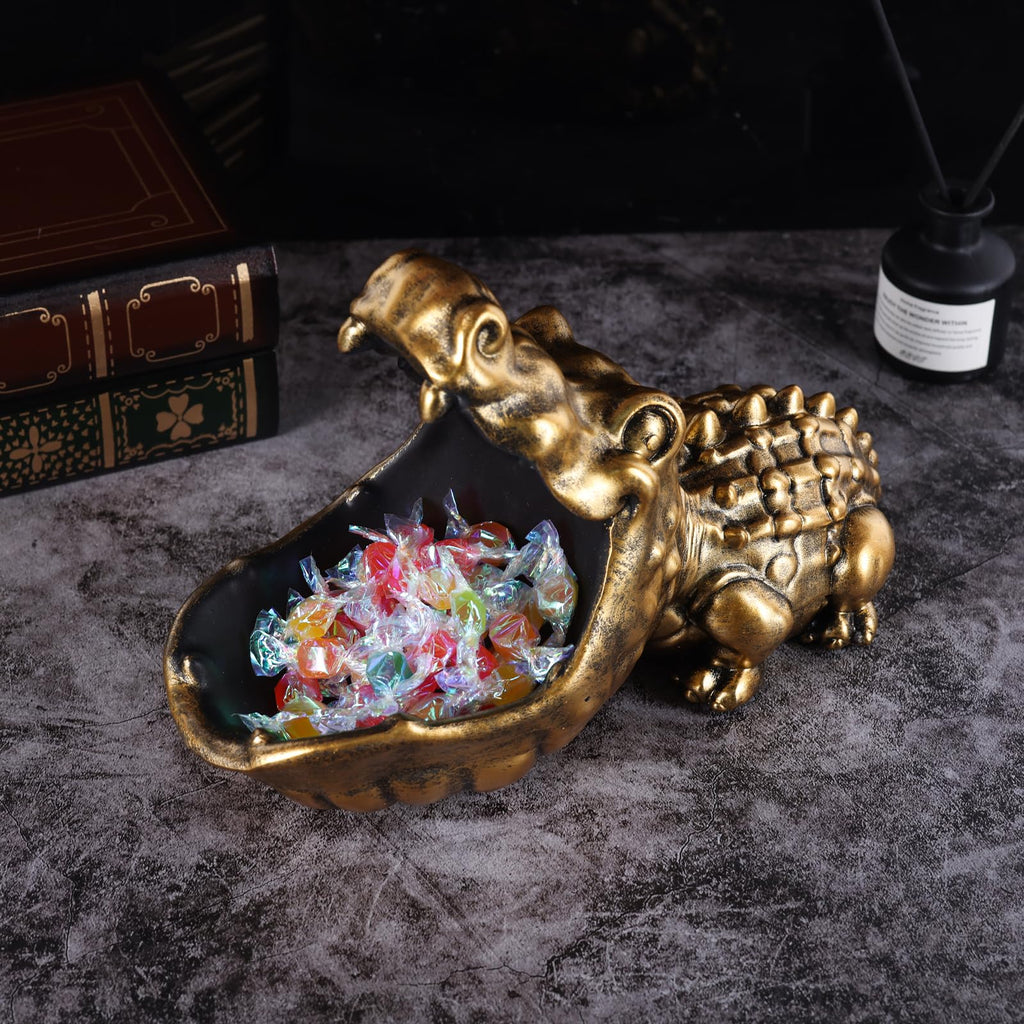 Alligator Statue Key Bowl(Gold)