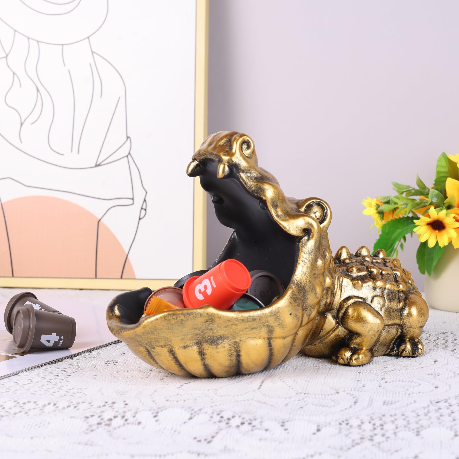 Alligator Statue Key Bowl(Gold)