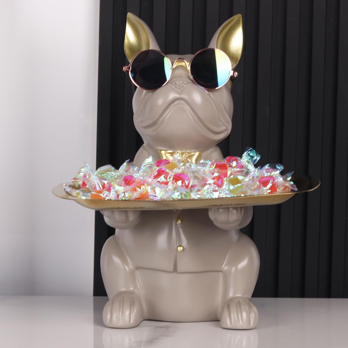 Grey French Bulldog Gifts Statue-Entrance Piggy Bank
