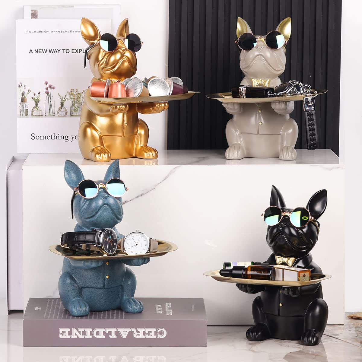 Grey French Bulldog Gifts Statue-Entrance Piggy Bank