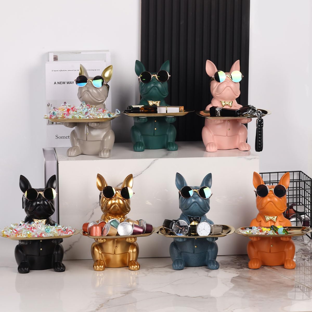 Grey French Bulldog Gifts Statue-Entrance Piggy Bank