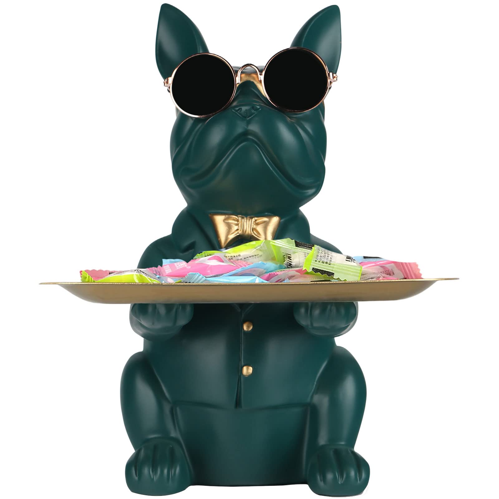 Green French Bulldog Gifts Statue-Entrance Piggy Bank