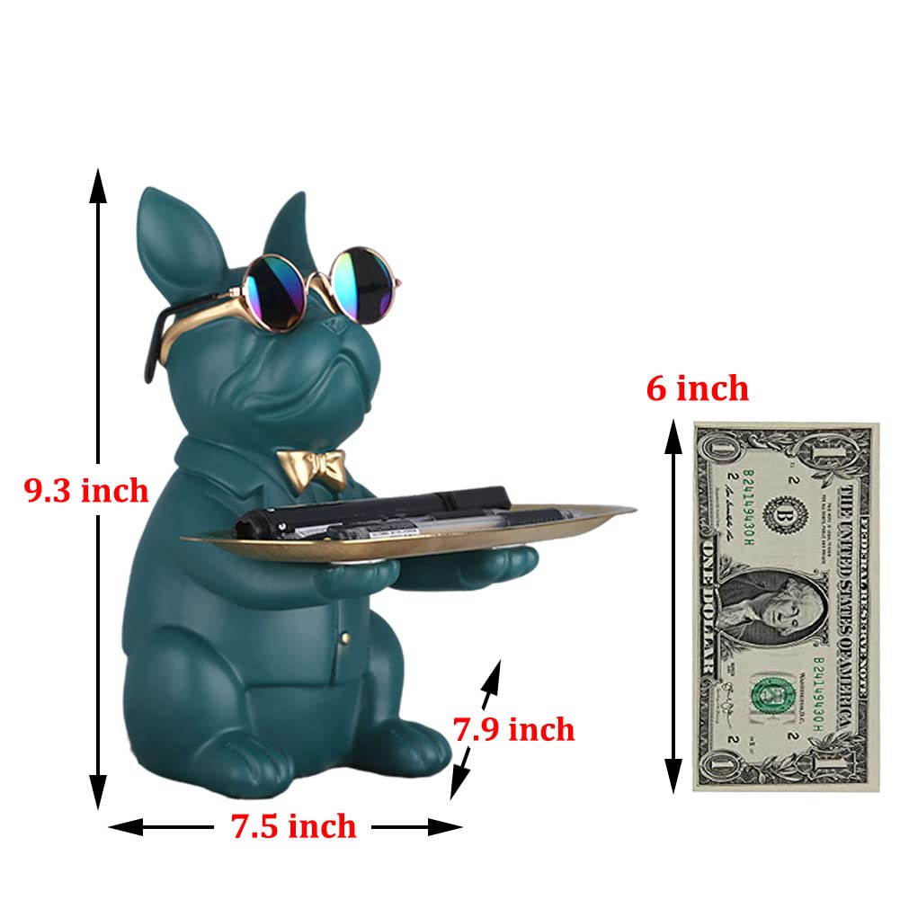 Green French Bulldog Gifts Statue-Entrance Piggy Bank