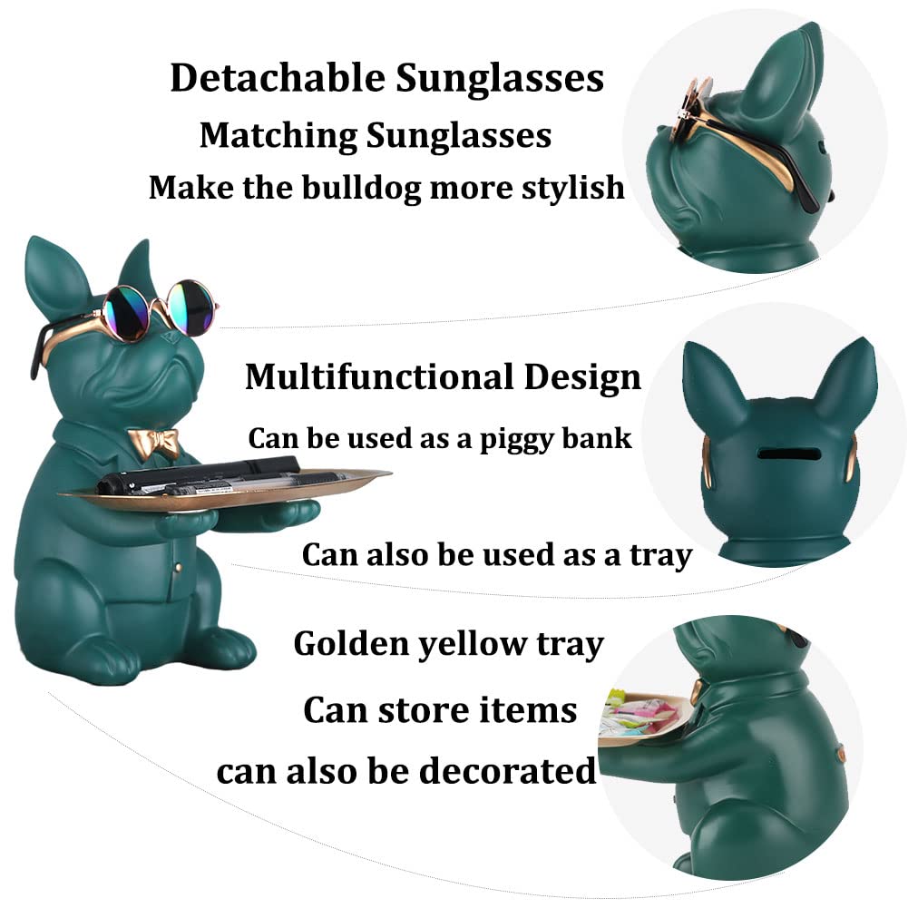 Green French Bulldog Gifts Statue-Entrance Piggy Bank
