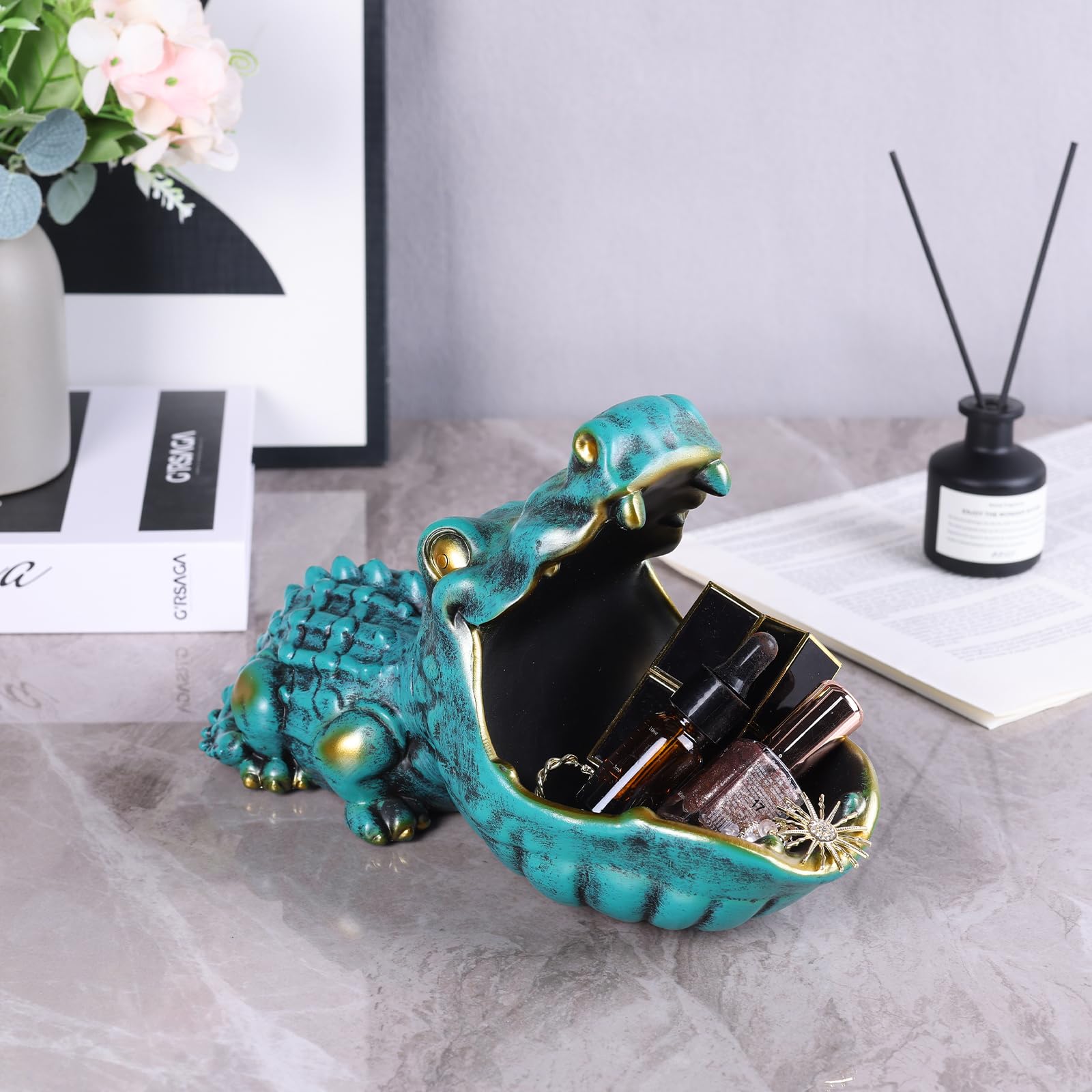 Alligator Statue Key Bowl(Blue)