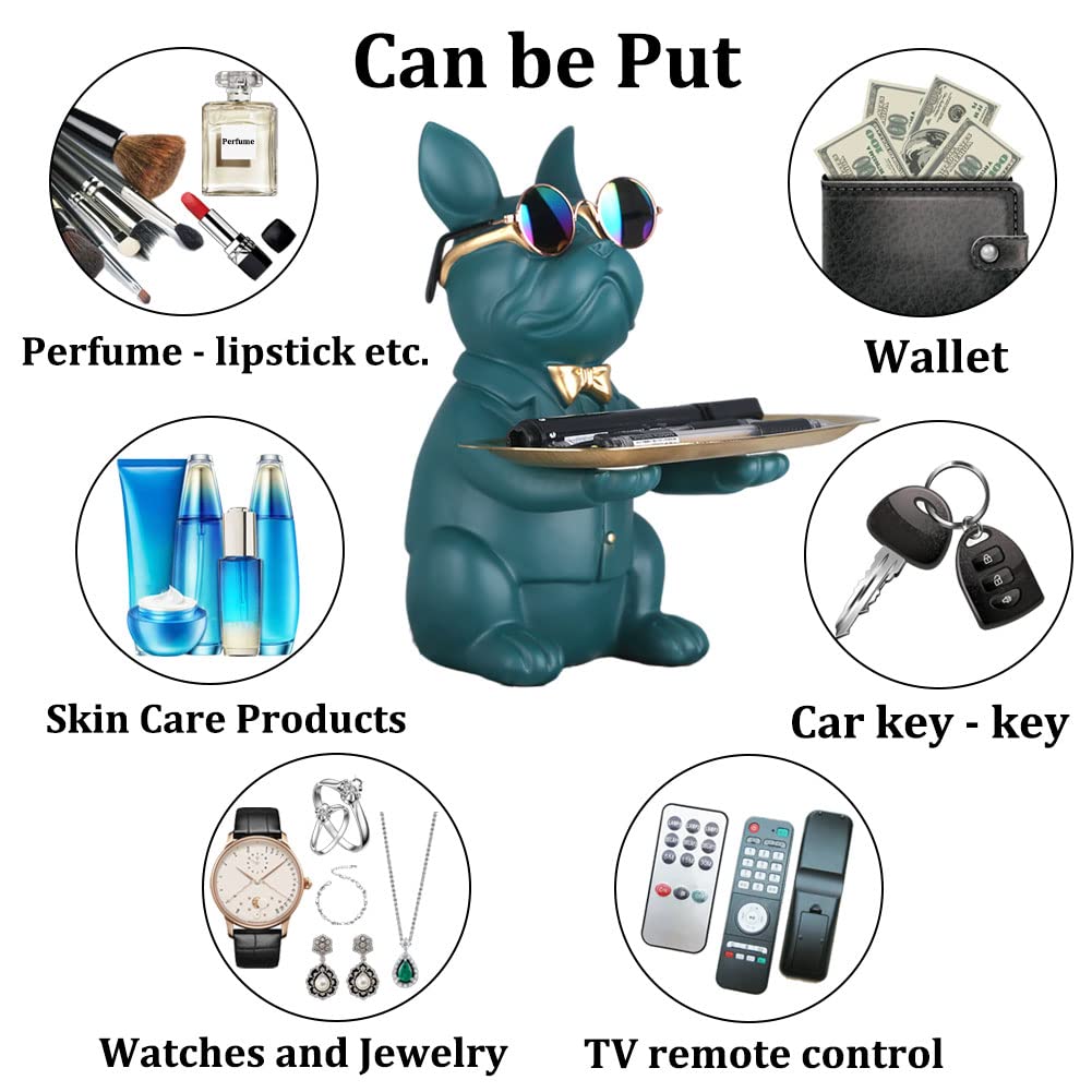 Green French Bulldog Gifts Statue-Entrance Piggy Bank