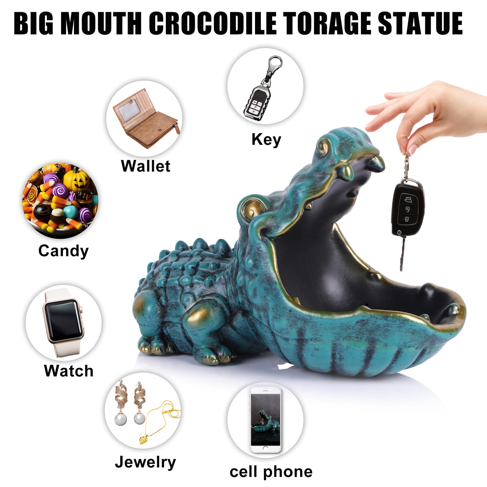 Alligator Statue Key Bowl(Blue)