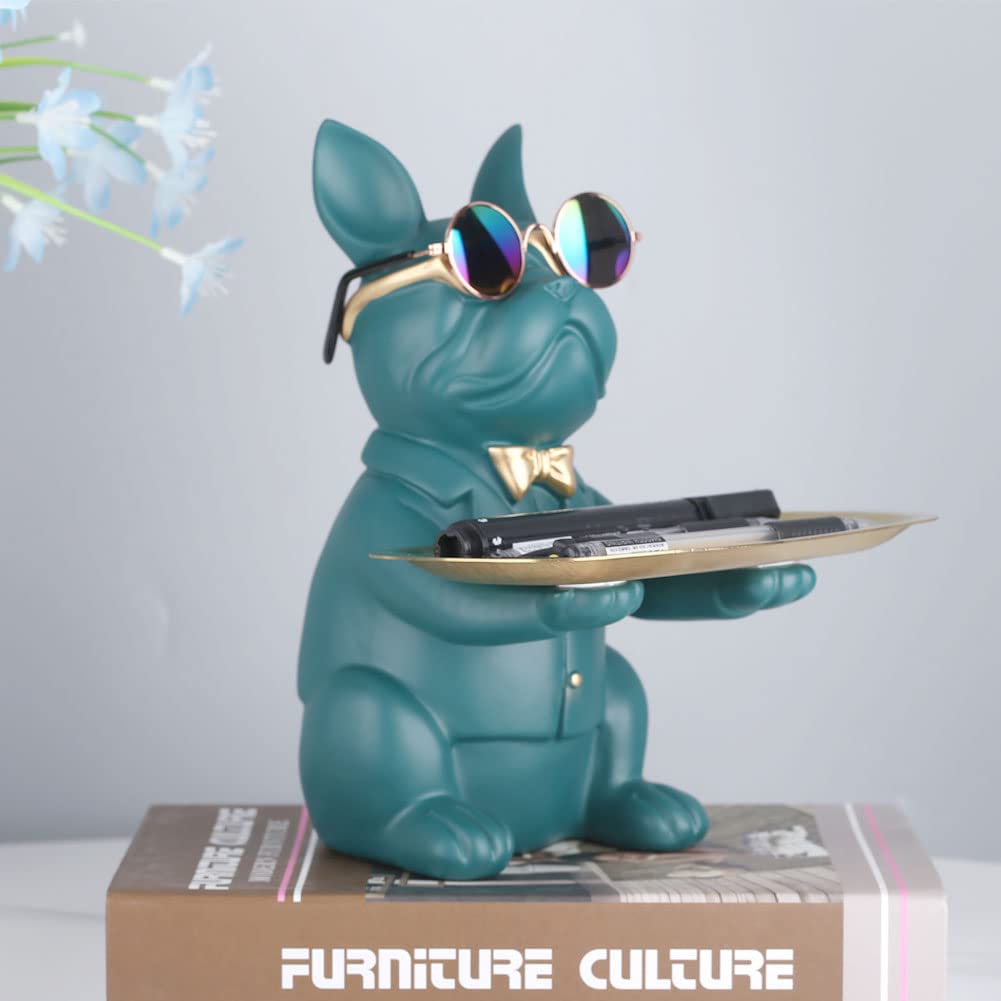 Green French Bulldog Gifts Statue-Entrance Piggy Bank