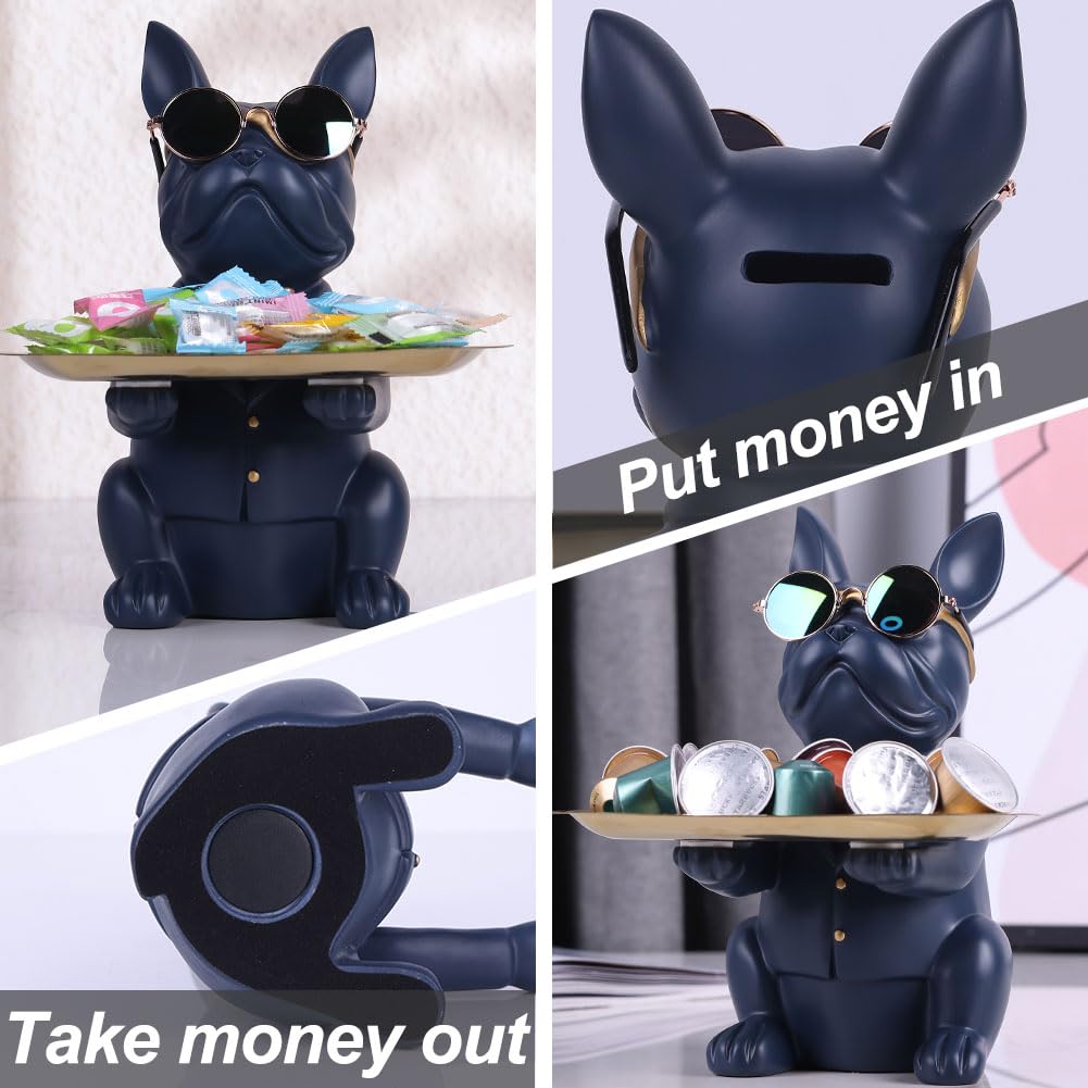 Navy Blue French Bulldog Gifts Statue-Entrance Piggy Bank