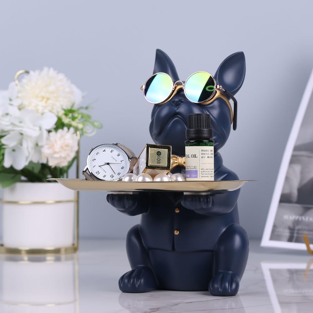 Navy Blue French Bulldog Gifts Statue-Entrance Piggy Bank