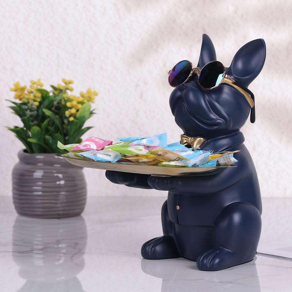 Navy Blue French Bulldog Gifts Statue-Entrance Piggy Bank