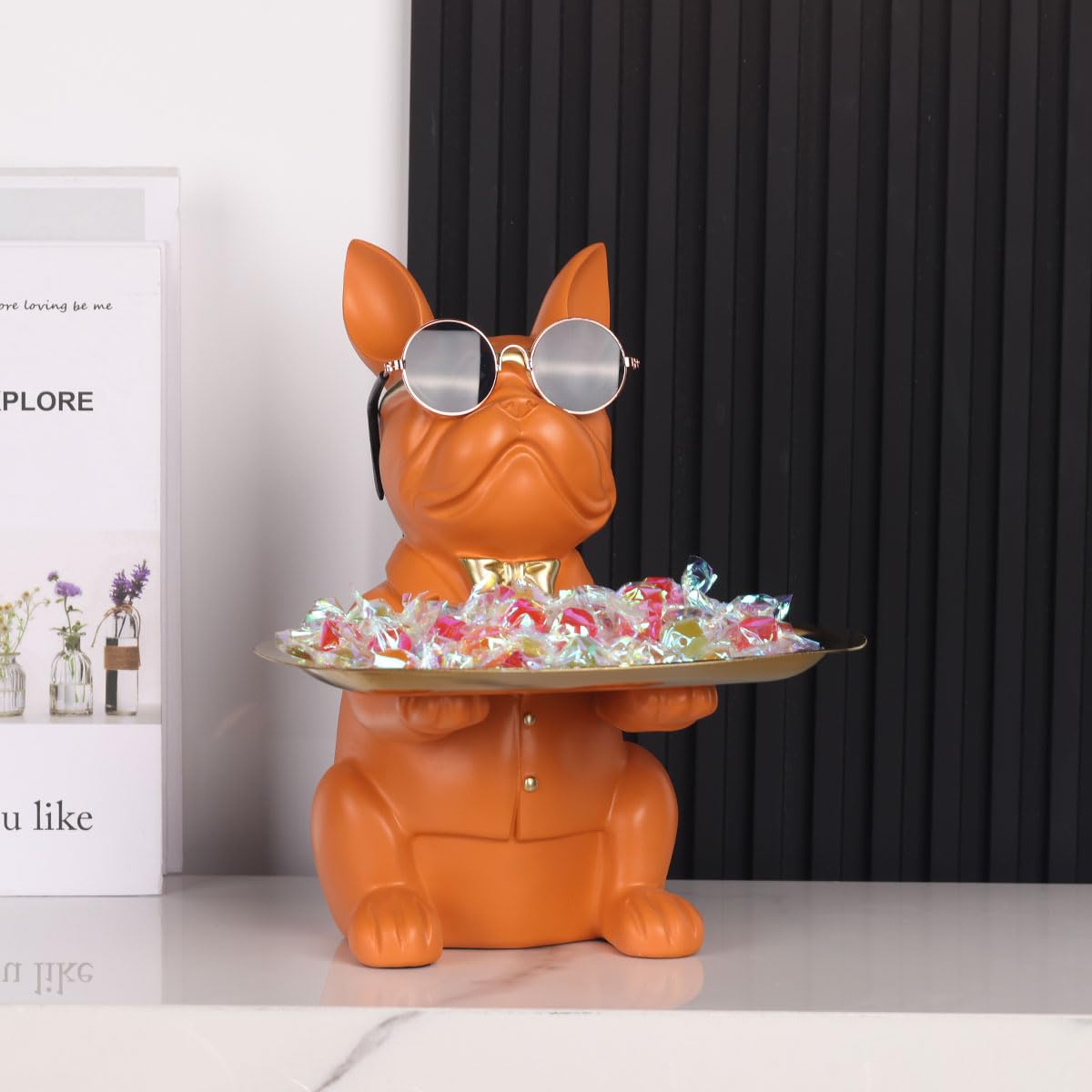 Orange French Bulldog Gifts Statue-Entrance Piggy Bank