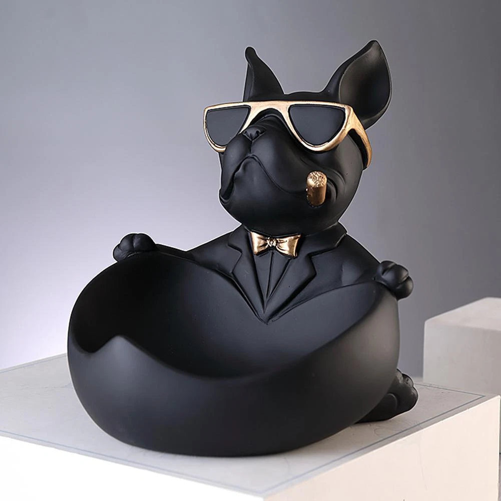 French Bulldog Sculpture Dog Statue with Tray and Keys Holder Storage Gift Home