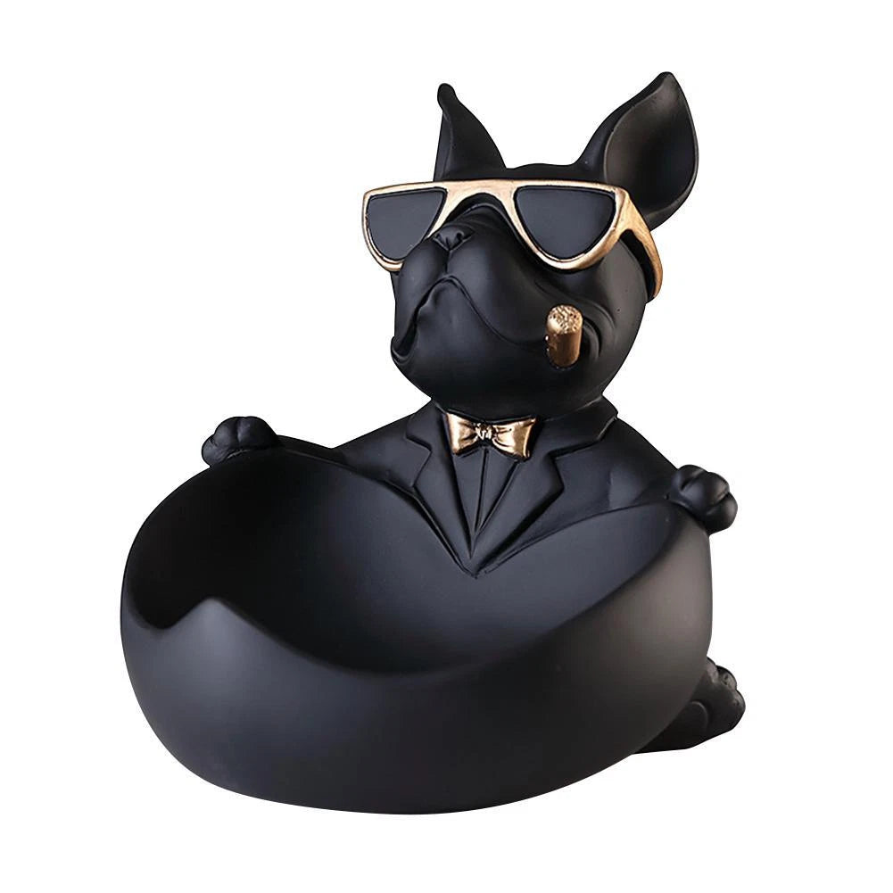 French Bulldog Sculpture Dog Statue with Tray and Keys Holder Storage Gift Home